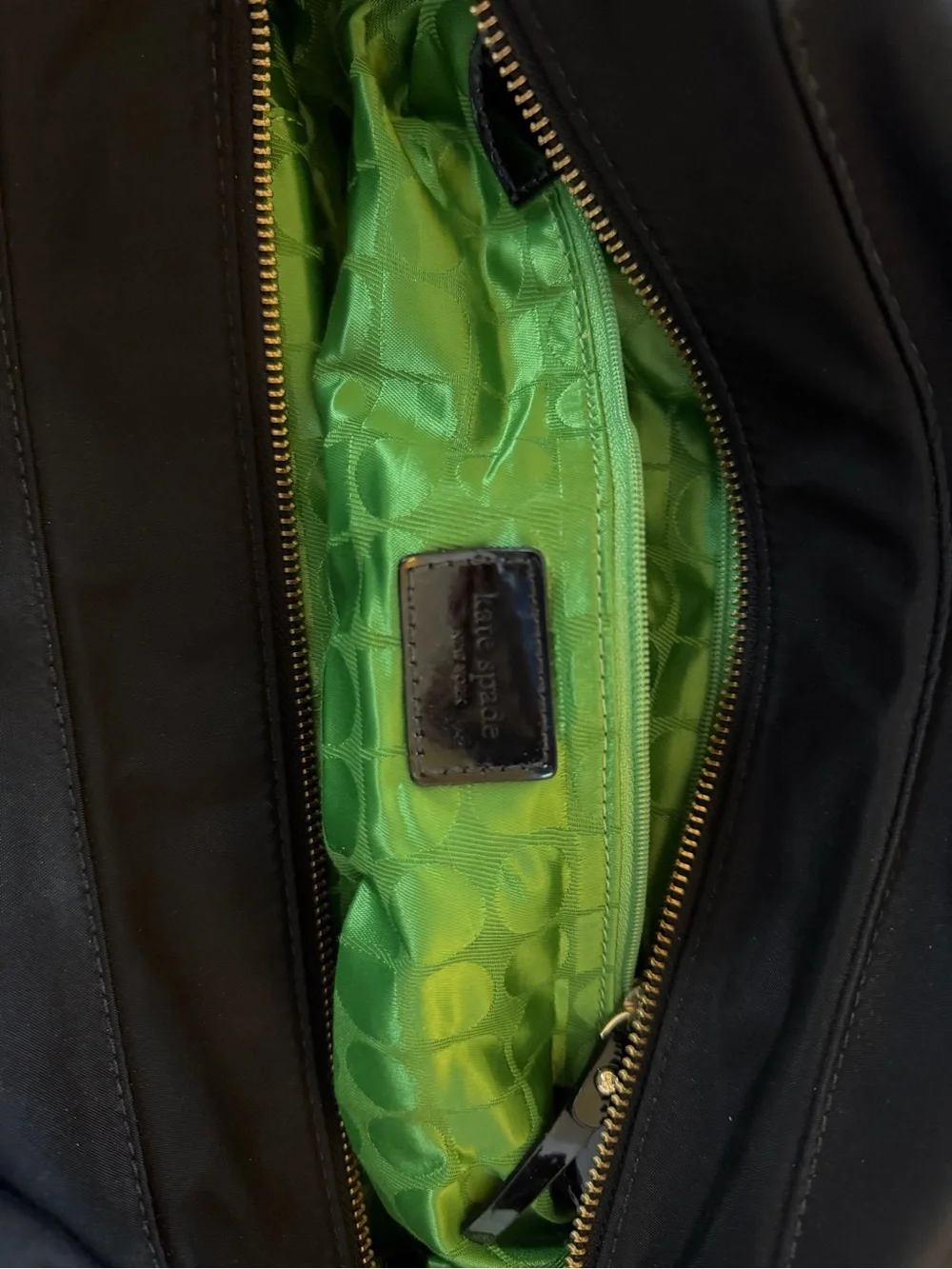 kate spade Black Nylon Shoulder Tote with Patent Handles